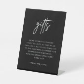 Modern Black Gift Registry Honeymoon Wedding Reclamebord Met Voetstuk (Voorkant)