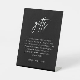 Modern Black Gift Registry Honeymoon Wedding Reclamebord Met Voetstuk