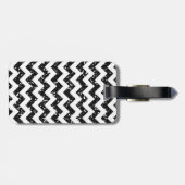Modern Black Glitter Chevron Monogram Bagagelabel (Achterkant horizontaal)