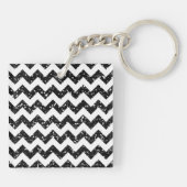 Modern Black Glitter Chevron Zig Zag Sleutelhanger (Achterkant)