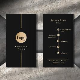 Modern Black Glitter Gold Luxe Company Logo Visitekaartje
