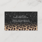 Modern Black Glitter Leopard Beauty Salon Visitekaartje (Achterkant)