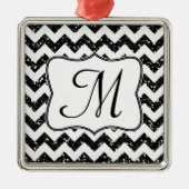 Modern Black Glitter Monogram Initiaal Ornament (Voorkant)