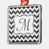 Modern Black Glitter Monogram Initiaal Ornament (Links)