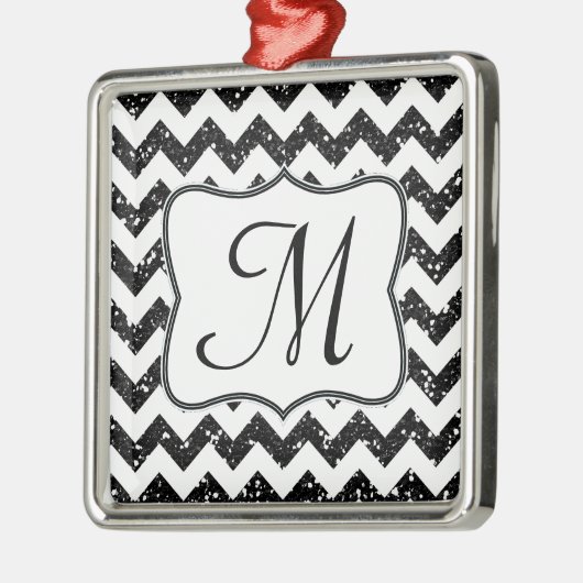Modern Black Glitter Monogram Initiaal Ornament (Links)
