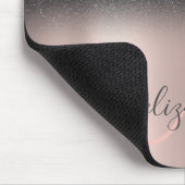 Modern Black Glitter Ombre Roos Gold Monogram Muismat (Hoek)