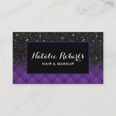 Modern Black Glitter Paars Diamond Pattern Salon Visitekaartje (Voorkant)