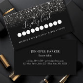 Modern Black Glitter Salon & Spa Loyalty Visitekaartje