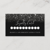 Modern Black Glitter Salon & Spa Loyalty Visitekaartje (Voorkant)