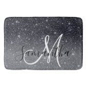 Modern Black Glitter Sparkles Personalized Name Badmat (Voorkant)