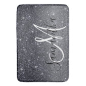 Modern Black Glitter Sparkles Personalized Name Badmat (Voorkant Verticaal)