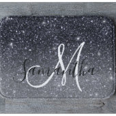 Modern Black Glitter Sparkles Personalized Name Badmat
