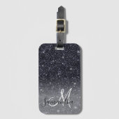 Modern Black Glitter Sparkles Personalized Name Bagagelabel (Voorkant (verticaal))