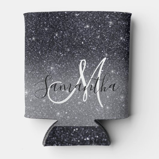 Modern Black Glitter Sparkles Personalized Name Blikjeskoeler (Voorkant)