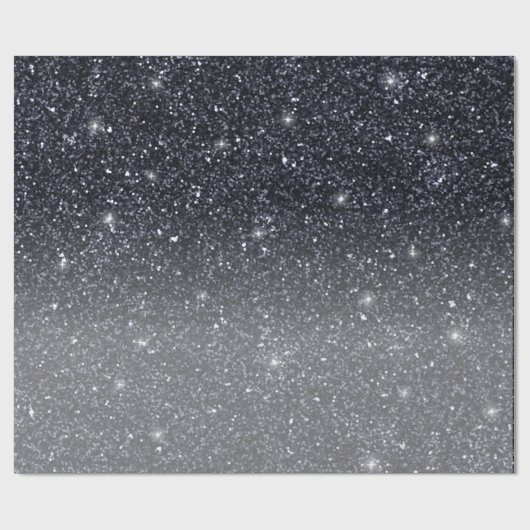 Modern Black Glitter Sparkles Personalized Name Cadeaupapier (Vlak)