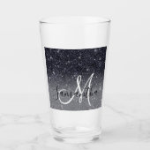 Modern Black Glitter Sparkles Personalized Name Glas (Voorkant)