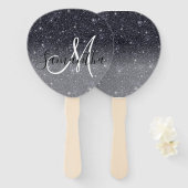 Modern Black Glitter Sparkles Personalized Name Handwaaier (Voorkant en achterkant)