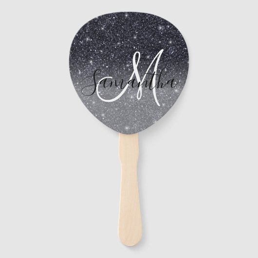 Modern Black Glitter Sparkles Personalized Name Handwaaier (Voorkant)