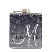 Modern Black Glitter Sparkles Personalized Name Heupfles (Voorkant)