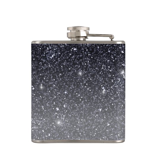 Modern Black Glitter Sparkles Personalized Name Heupfles (Achterkant)