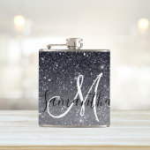 Modern Black Glitter Sparkles Personalized Name Heupfles