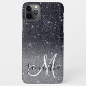 Modern Black Glitter Sparkles Personalized Name iPhone Hoesje (Achterkant)