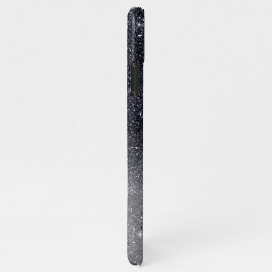 Modern Black Glitter Sparkles Personalized Name iPhone Hoesje (Rechterkant)