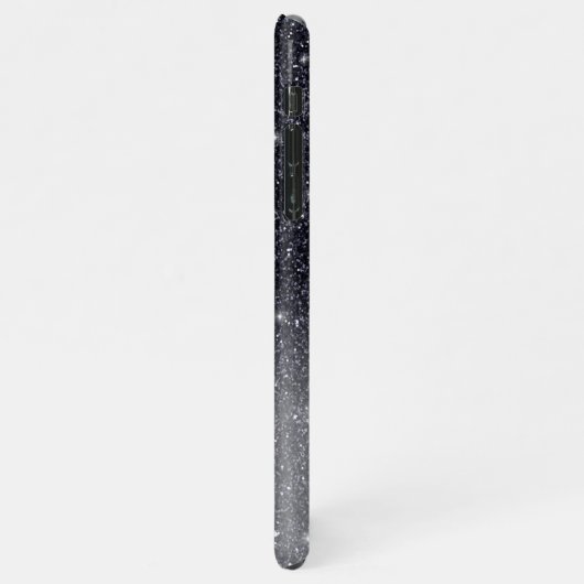 Modern Black Glitter Sparkles Personalized Name iPhone Hoesje (Linkerkant)