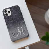 Modern Black Glitter Sparkles Personalized Name iPhone Hoesje