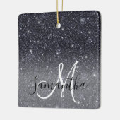 Modern Black Glitter Sparkles Personalized Name Keramisch Ornament (Links)