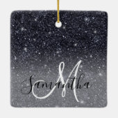 Modern Black Glitter Sparkles Personalized Name Keramisch Ornament (Achterkant)