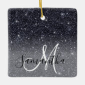 Modern Black Glitter Sparkles Personalized Name Keramisch Ornament (Voorkant)
