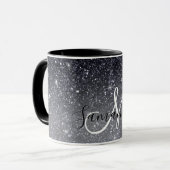 Modern Black Glitter Sparkles Personalized Name Mok (Voorkant links)