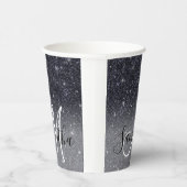 Modern Black Glitter Sparkles Personalized Name Papieren Bekers (Rechts)