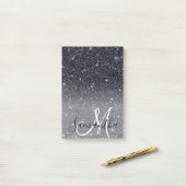 Modern Black Glitter Sparkles Personalized Name Post-it® Notes (Op bureau)
