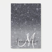 Modern Black Glitter Sparkles Personalized Name Post-it® Notes (Voorkant)