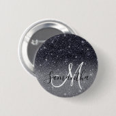 Modern Black Glitter Sparkles Personalized Name Ronde Button 5,7 Cm (Voorkant /achterkant)