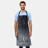 Modern Black Glitter Sparkles Personalized Name Schort (Gedragen)