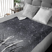 Modern Black Glitter Sparkles Personalized Name Sherpa Deken