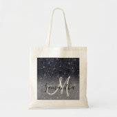 Modern Black Glitter Sparkles Personalized Name Tote Bag (Voorkant)