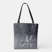 Modern Black Glitter Sparkles Personalized Name Tote Bag (Achterkant)