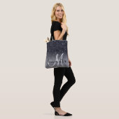 Modern Black Glitter Sparkles Personalized Name Tote Bag (Op model)