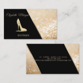 Modern Black, Glittery Bokeh, High Hiel Visitekaartje (Voorkant / Achterkant)
