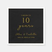 Modern Black Gold 10e bruiloft Jubileum Party Servet (Voorkant)