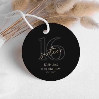 Modern Black Gold 16th Birthday Party Bedankjes Labels