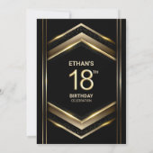 Modern Black Gold 18th Birthday Party Kaart (Achterkant)