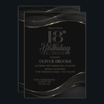 Modern Black Gold 18th Birthday Party Kaart<br><div class="desc">Nodig je vrienden en geliefden uit om je 18e verjaardag te vieren met deze stijlvolle uitnodiging voor een zwarte en gouden verjaardagsfeestje.</div>