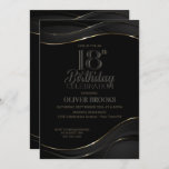 Modern Black Gold 18th Birthday Party Kaart<br><div class="desc">Nodig je vrienden en geliefden uit om je 18e verjaardag te vieren met deze stijlvolle uitnodiging voor een zwarte en gouden verjaardagsfeestje.</div>