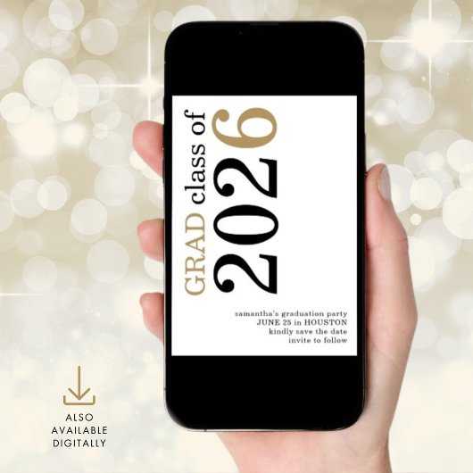 Modern Black Gold 2026. Graduation Save The Date
