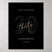 Modern Black Gold 30e Verjaardagsfeest Poster (Voorkant)